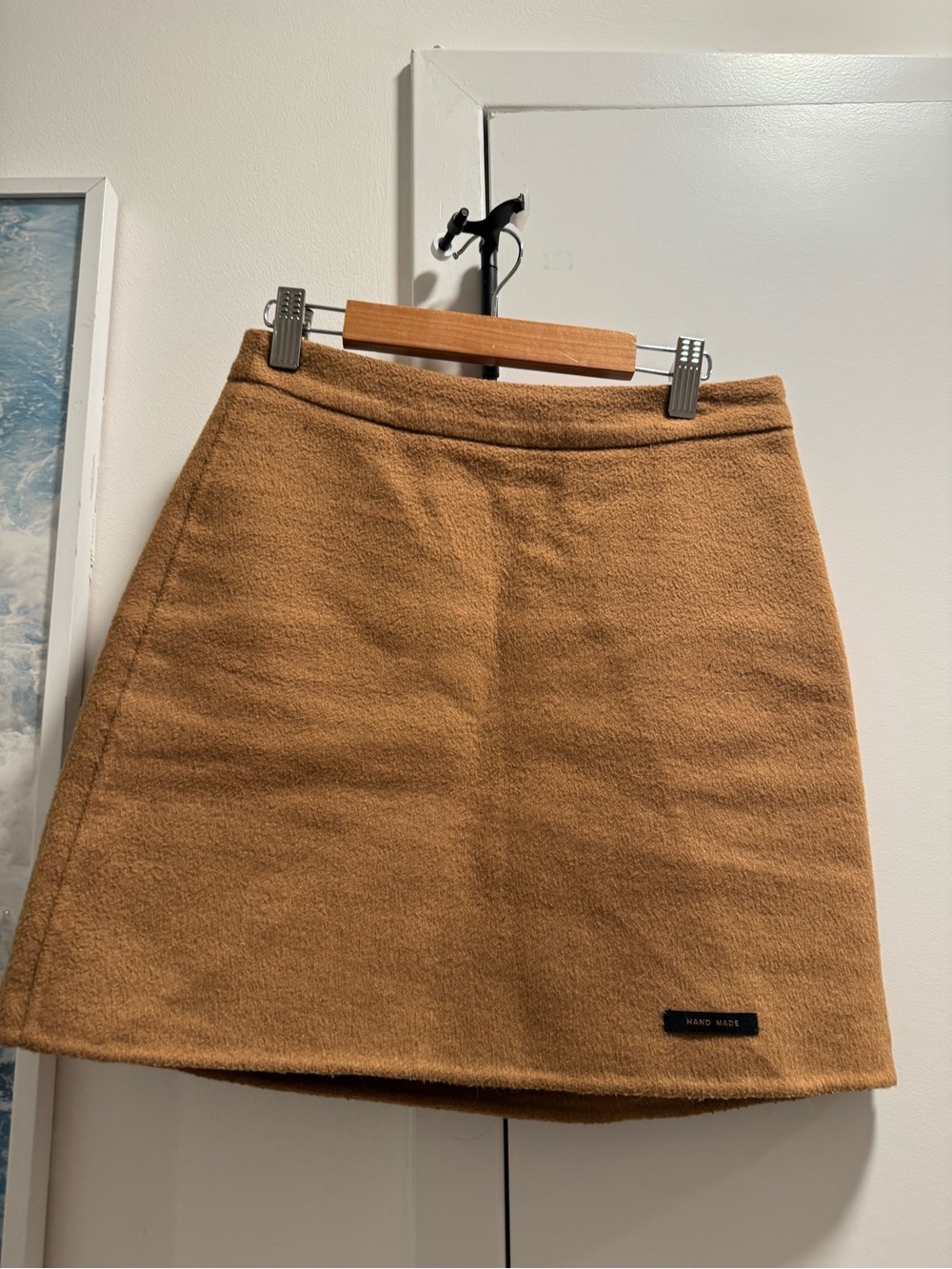 Roem Korean Classic A-Line Camel Wool-Blend Skirt